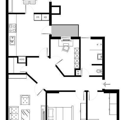 Erstbezug nach Sanierung / 5- Zimmer Wohnung in Eilbek