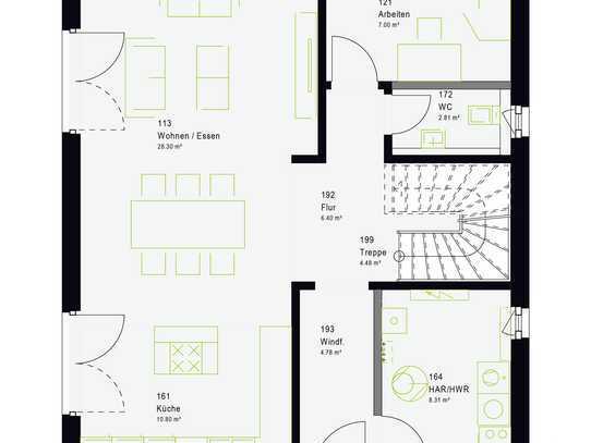 145 qm massa haus + Grundstück = los geht’s. Endlich ins eigene Haus.