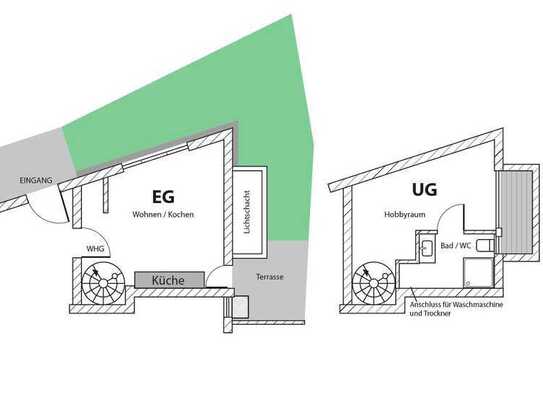 Schöne 2-Zimmer - Maisonettewohnung in Obermenzing ( EG + Souterrain / WICHTIG: nur für eine Person