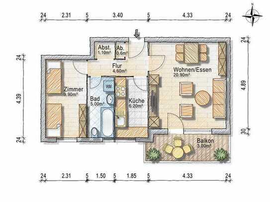 günstige bezugsfreie ETW, 1-2 Zimmer, Balkon, Erbpacht