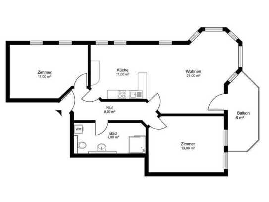 Ansprechende und gepflegte 3-Raum-Wohnung mit geh. Innenausstattung mit Balkon und EBK