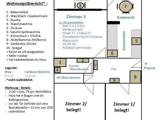 1 Zimmer in 3er WG mit Balkon und EBK in Möglingen