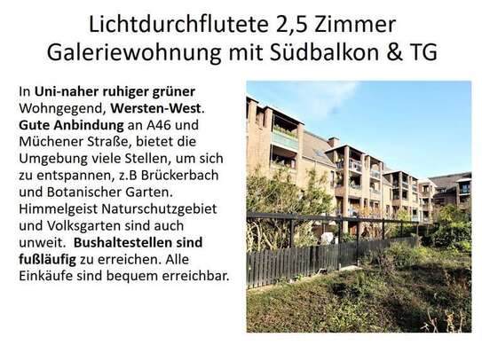 Lichtdurchflutete 2,5 Zimmer Galeriewohnung mit Südbalkon & TG