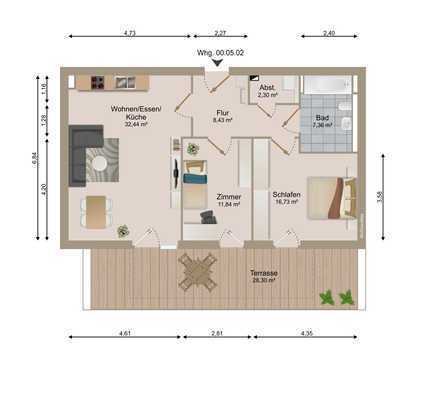 Moderne 3-Zimmer-Erdgeschosswohnung in gepflegter Wohnanlage