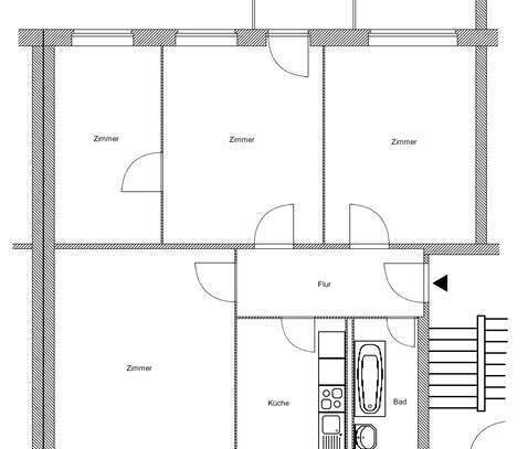 Sanierte 4 Zimmerwohnung mit Balkon