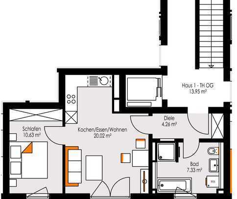 NEUBAU! Kuschelig am Alpenrand! Kompakte 2-Zimmer-Wohnung im 1.OG! EFFIZIENZHAUS 55! Whg-Nr. 5