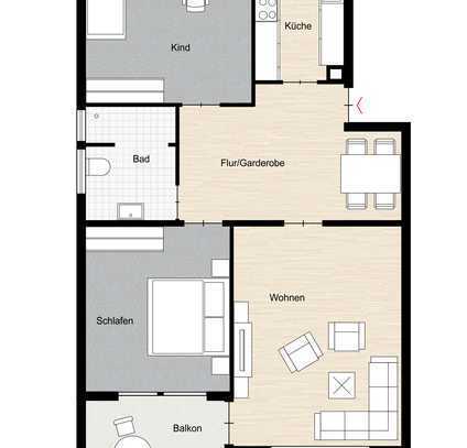 Moderne 3-Zimmer-Wohnung mit Balkon in der Weststadt