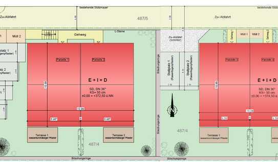 4 DHH (E+I+D) Dopp1.020 m² Grundstück mit Baugenehmigung u. Entwässerungsplanung in Hagelstadt