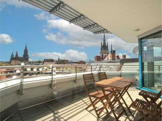 Penthouse-Büro mit umlaufender Terrasse