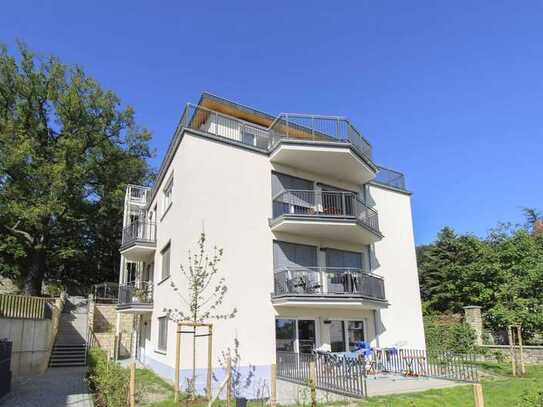 Panoramablick über Dresden: Penthouse mit Rundum-Dachterrasse und Gartenabteil zum Erstbezug