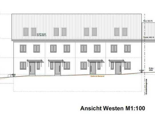 Baugrundstück mit Baugenehmigung für ein Reiheneckhaus