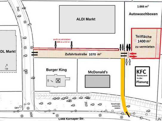 Grundstück zwischen Supermärkten und Fastfood Restaurants zu vermieten / Essen-Karnap