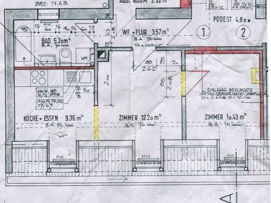 Provisionfreie 2-ZKB-Wohnung mit EBK im 4.OG=DG ab 01.02.2025 MA-Neckarstadt-West ohne Balkon