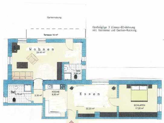 Großzügige 3-Zi-EG-Whg. mit Terrasse und Gartennutzung im Großraum 88361 Altshausen/Kreis Ravensburg