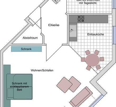 Teilmöblierte, gepflegte 1-Zimmer-Wohnung in Hattersheim / Okriftel