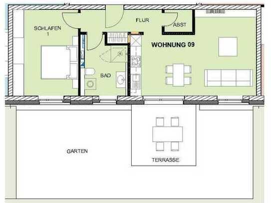 Ansprechende Neubau 2-Zimmer-Wohnung mit großer Terasse (52qm) , barrierefrei