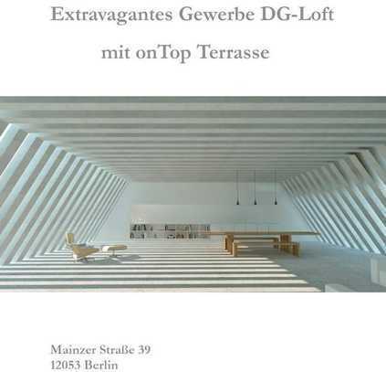 Extravagantes DG-Loft für Gewerbe mit onTop Terrasse über den Dächern von Neukölln, sehr ruhig und s