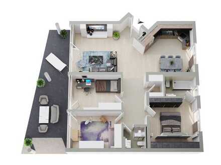 Exklusiver NEUBAU "Wohnen an der alten Schreinerei" 
Wohnung Nr. 9
4 Zimmer mit Terrasse im EG