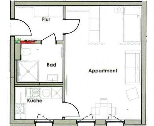 Stilvolle, geräumige 1-Zimmer-Wohnung mit EBK in Neufahrn in Niederbayern