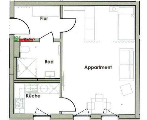 Stilvolle, geräumige 1-Zimmer-Wohnung mit EBK in Neufahrn in Niederbayern