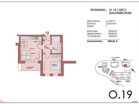 Wohnung O.19: Moderne 2-Zimmerwohnung mit Dachterrasse im barrierefreien Neubau Kleverhof in Much!