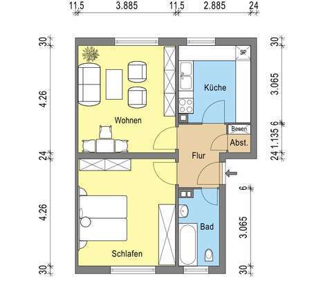 Wie sanieren hier für Sie! 2-Zimmerwohnung