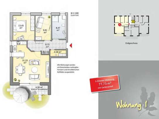 Neue 3-Zimmer-EG-Wohnung mit hochwertiger Ausstattung im Zentrum von Thedinghausen