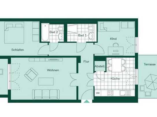 Geschmackvolle, neuwertige 3-Zimmer-Wohnung mit geh. Innenausstattung mit EBK