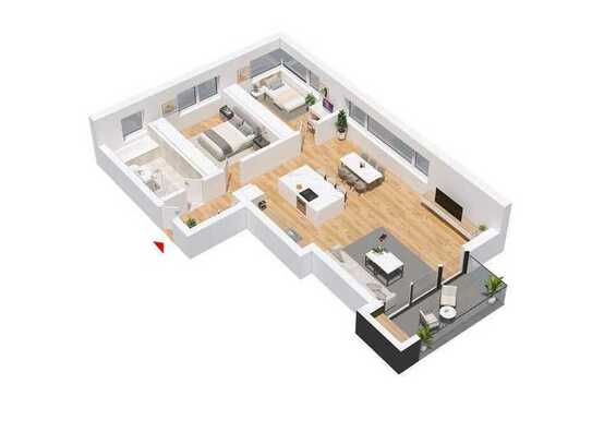 Erstbezug mit Balkon und Einbauküche: Exklusive 3-Zimmer-Wohnung mit geh. Innenausstattung
