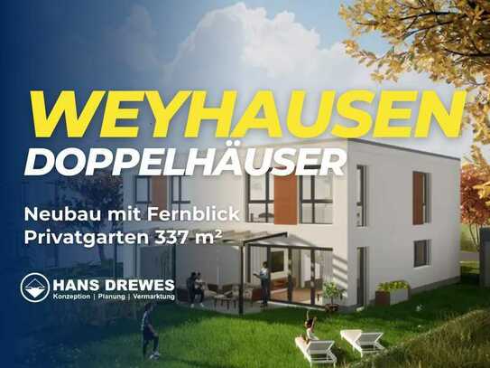 Stilvolles Wohnen nahe WOB & GF Modernes Doppelhaus mit 337 m2 Garten & Fernblick!