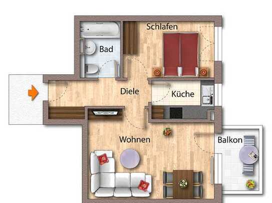 von Privat - Erding - 2 Zimmer Whg. mit Balkon mit TG-Stellplatz