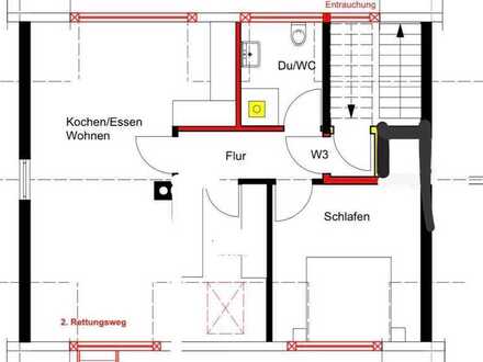 Schöne helle 2 Zimmerwohnung befindet sich im Dachgeschoss eines Mehrfamilienhauses mit 3 Wohnungen.