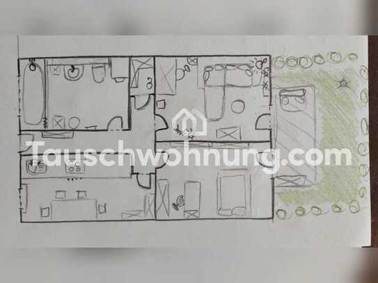 Tauschwohnung: Ruhige 2 Zimmerwohnung mit Garten gegen 1 Zimmerwohnung