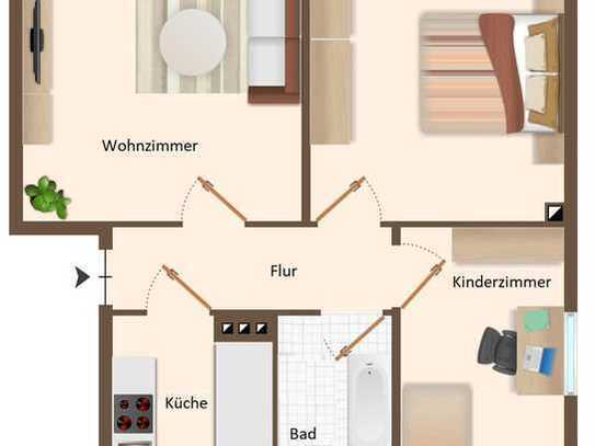 Renovierte 3-Raum-Wohnung im Hochparterre!