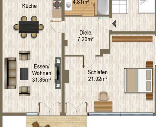 "sanierte" Dachgeschosswohnung mit Terrasse