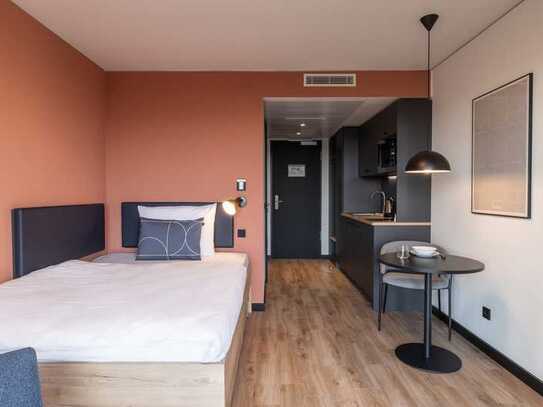 Coliving, furnished apartments with community spaces, coworking and gym