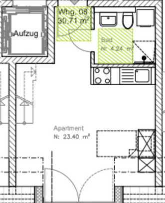 Barrierearme 1-Zimmer-DG-Wohnung mit Aufzug und EBK in Süderbrarup