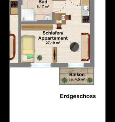 Freundliche 1-Zimmer-EG-Wohnung mit Balkon in Dessau-Roßlau