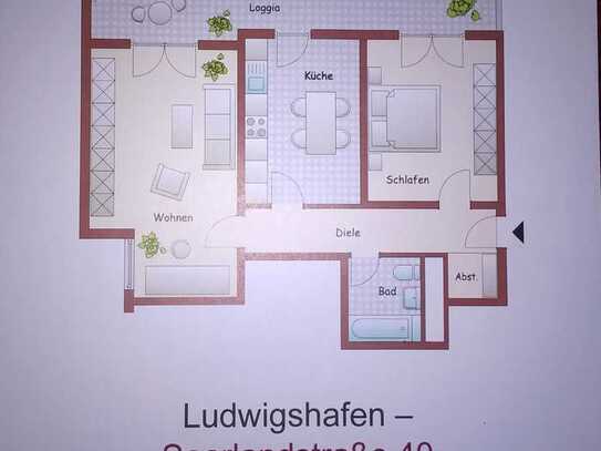 Ansprechende 2-Zimmer-Wohnung mit gehobener Innenausstattung mit Balkon in Ludwigshafen am Rhein