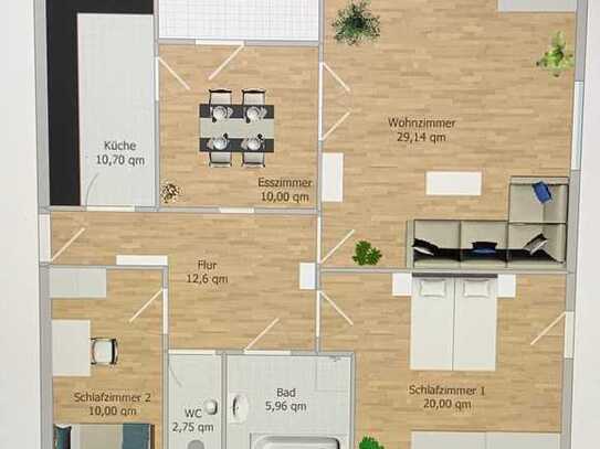 Sonnige und großzügige 3 1/2-Zimmer Wohnung mit Gartenanteil