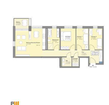 4 - Raum - Wohnung im Neubau Lutherstraße