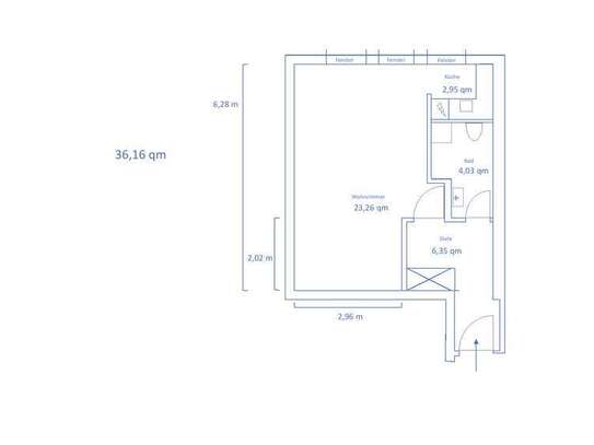 Gepflegte 1-Zimmer-Wohnung unweit der Burg umgeben von Grünanlagen.