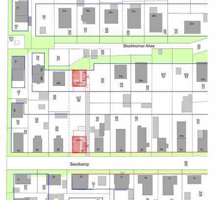 Baugrundstück für zwei EFH oder 4 DHH mit Baugenehmigung in Glinde, Grundstück 983m2, BGF 557m²