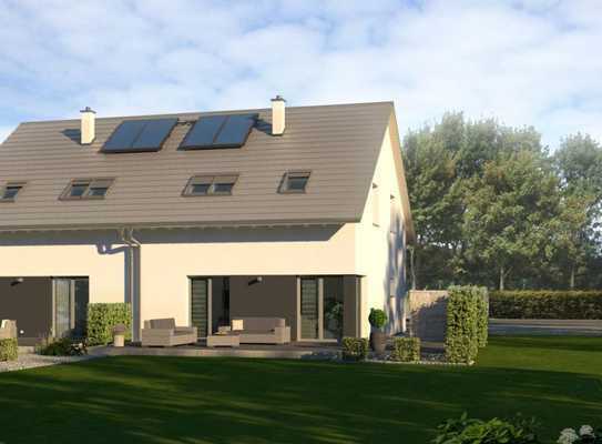 Modernes Wohnen in Heilsbronn: Projektierte Doppelhaushälfte mit KFW55 Standard und Active Time Pake