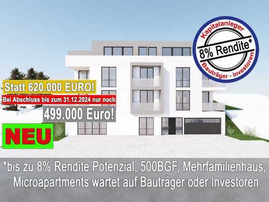 EXKLUSIVKAUFPREIS bis30.12.24! Baugrundstück 500m² BGF Ein/Mehrfamilienhaus wie Nachbarbebauung mö!