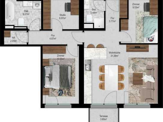 Geräumige 3,5-Raum-Wohnung mit Balkonen in Bodnegg