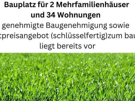 Grundstück für Mehrfamilienhaus - genehmigte Planung für 34 Wohnungen liegt vor!