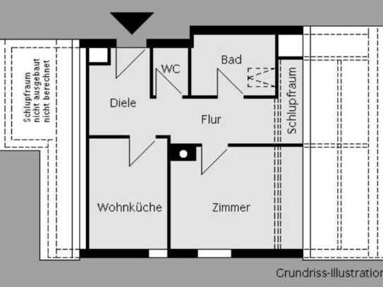 1,5-Raum-Dachgeschosswohnung mit Einbauküche in Reutlingen