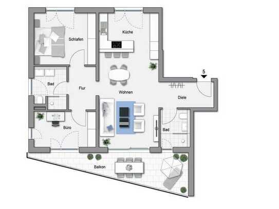 Erstbezug ab Mai 2025: Hochwertige und moderne 3-Zimmer-Wohnung mit Balkon