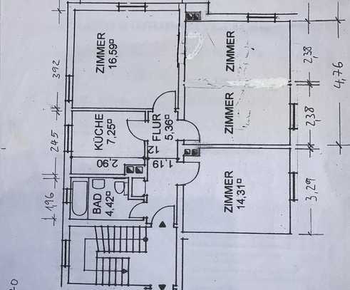 3 ZKB Wohnung 71 qm Balkon 1 OG 750€ kalt